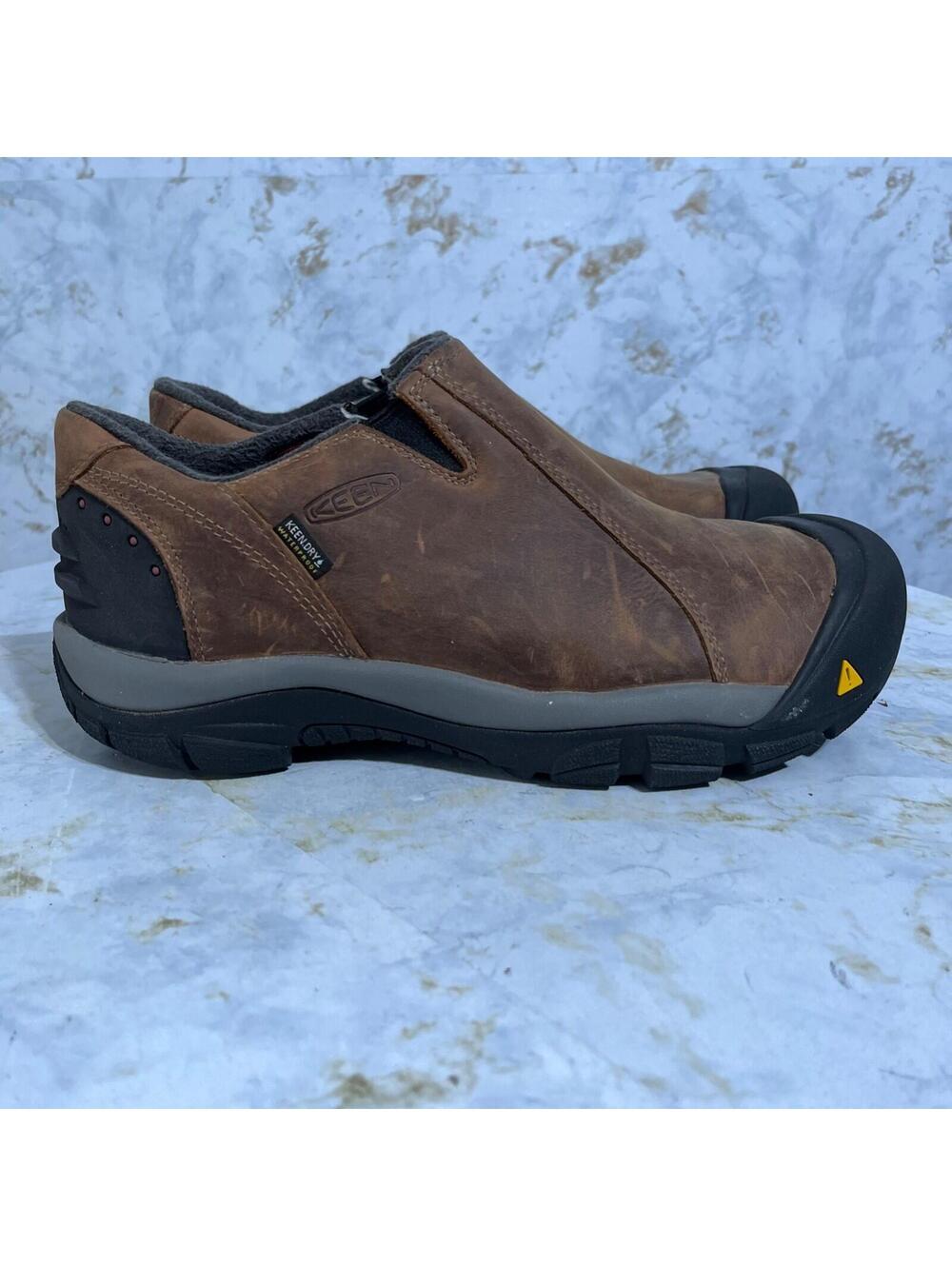 Keen Brixen Men's Size 9 Shoes Brown Black Leather Waterproof Hiking Sneakers